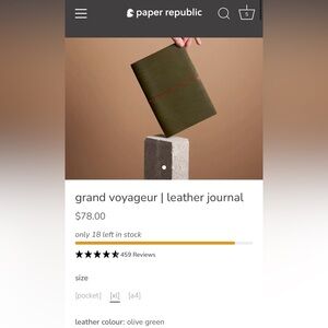 Paper Republic Olive Green Leather Journal Cover Size XL
